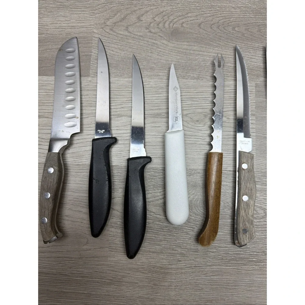 Assorted Kitchen Knife Set Lot Of 12. Farberware, Japan, Members Mark, Stanley